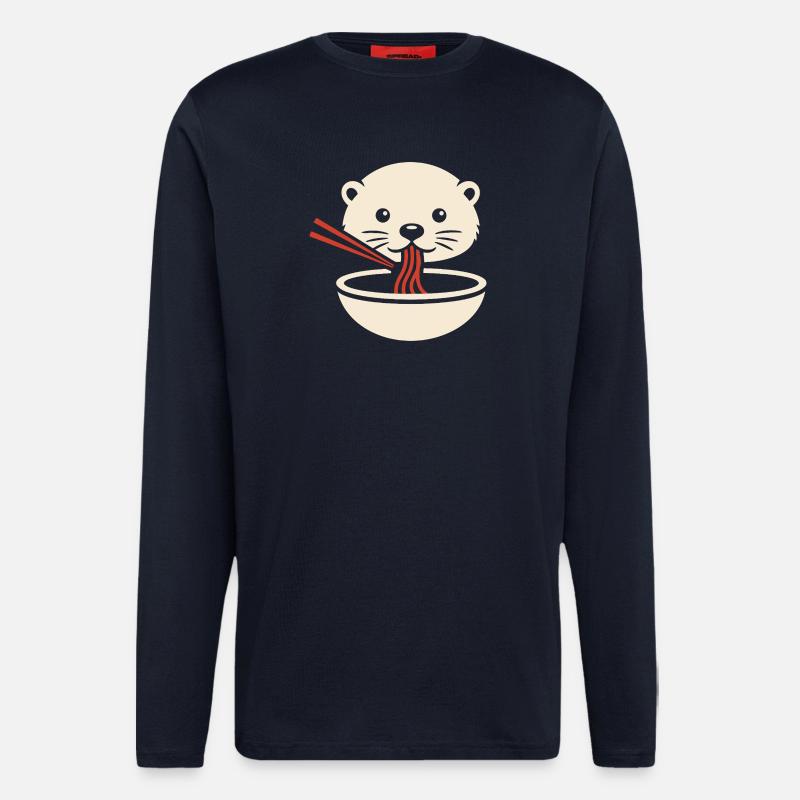 Minimal Otter Noodle Icon - Langarmshirt - made by SPREAD  - DARK NAVY