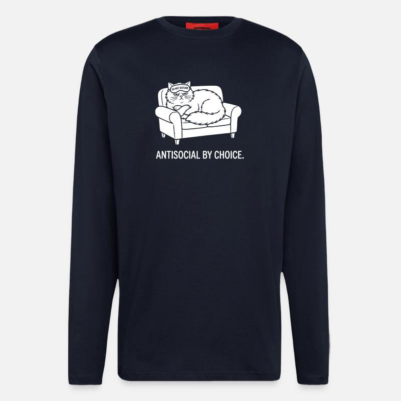 Antisocial by Choice Katze Geschenk - Langarmshirt - made by SPREAD  - DARK NAVY