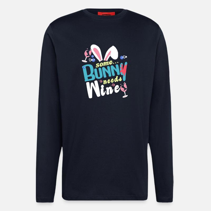 Some rabbit needs some wine - Longsleeve - made by SPREAD - DARK NAVY