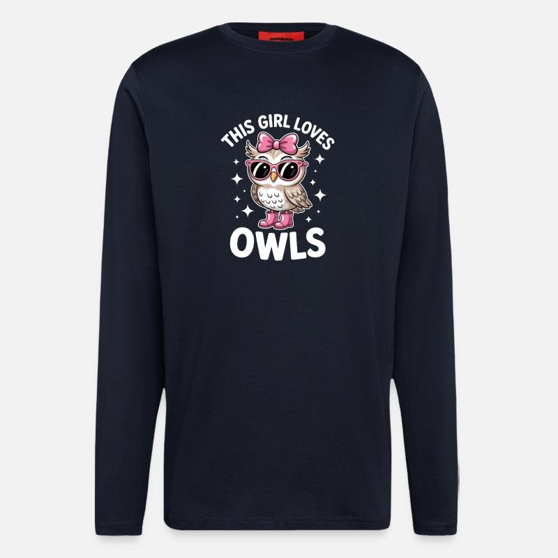 Eule Sprüche Eulen Lustiges Eulen Geschenk - Langarmshirt - made by SPREAD  - DARK NAVY
