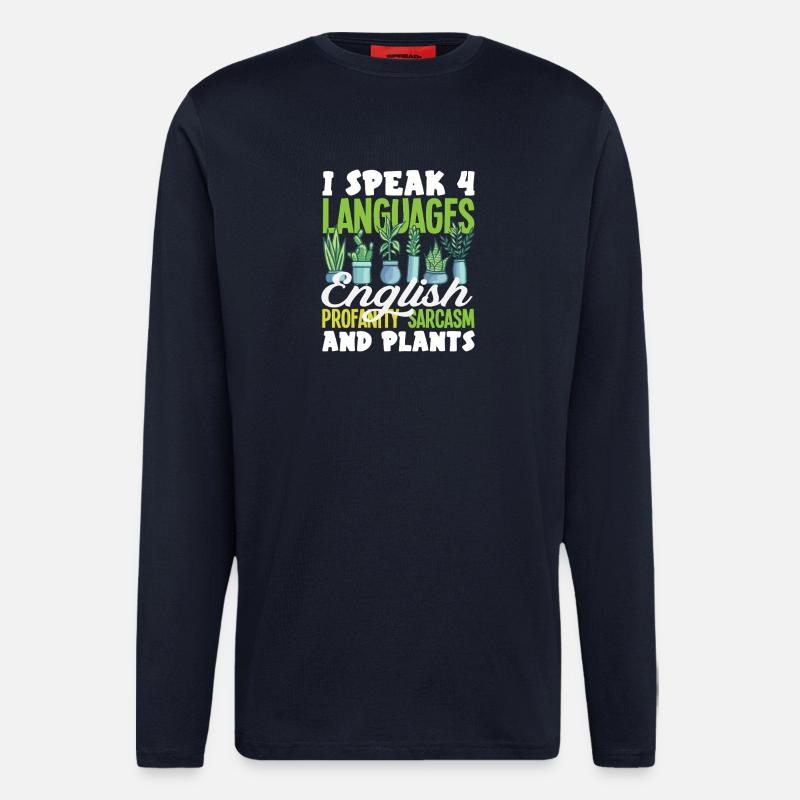 Speak 4 languages English Sarcasm - Longsleeve - made by SPREAD  - DARK NAVY