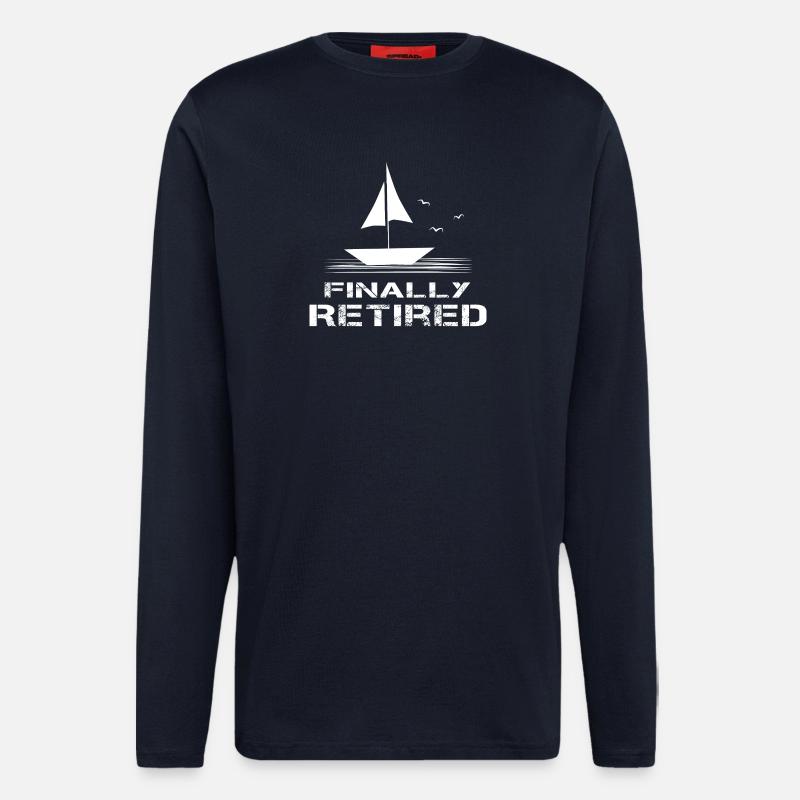 Segelboot Ruhestand endlich in Rente Rentenbeginn - Langarmshirt - made by SPREAD  - DARK NAVY