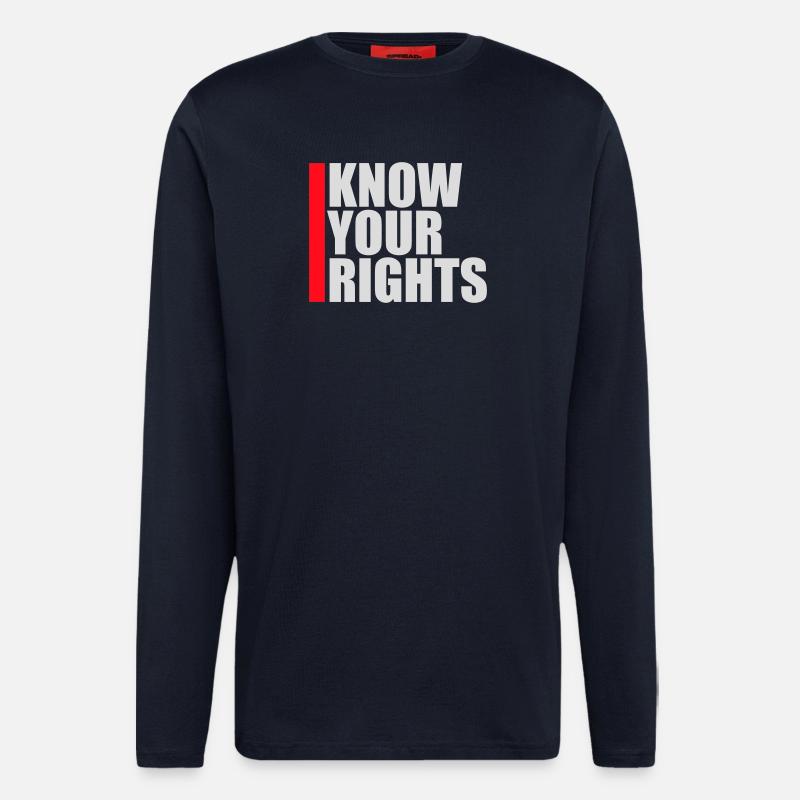 Connaissez vos droits Activisme Justice Liberté - Manches longues bio décontracté fabriqué en UE - DARK NAVY