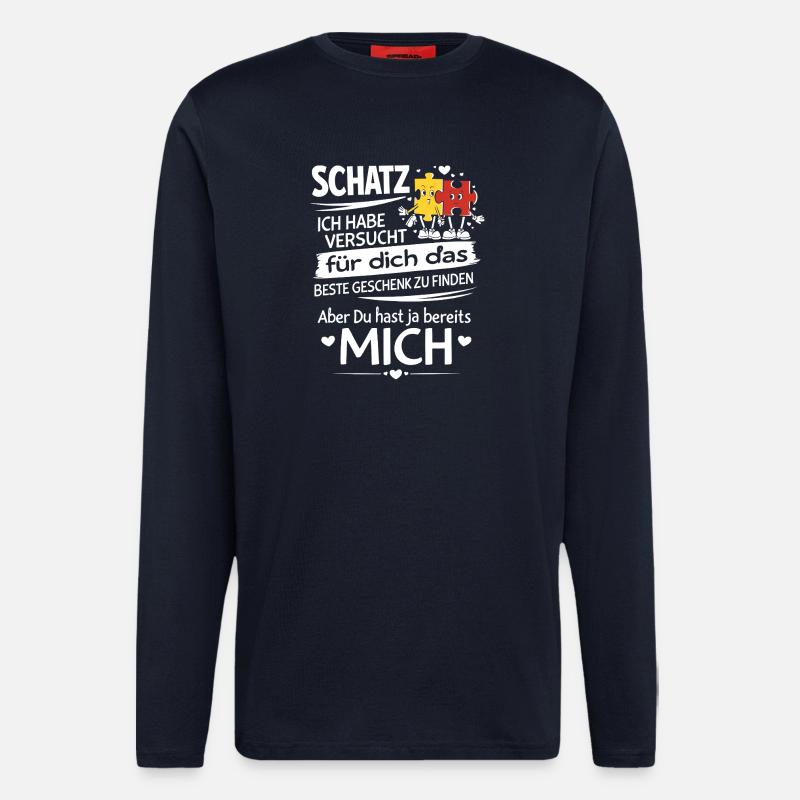 Schatz Geschenk Spruch Puzzleherz - Langarmshirt - made by SPREAD  - DARK NAVY