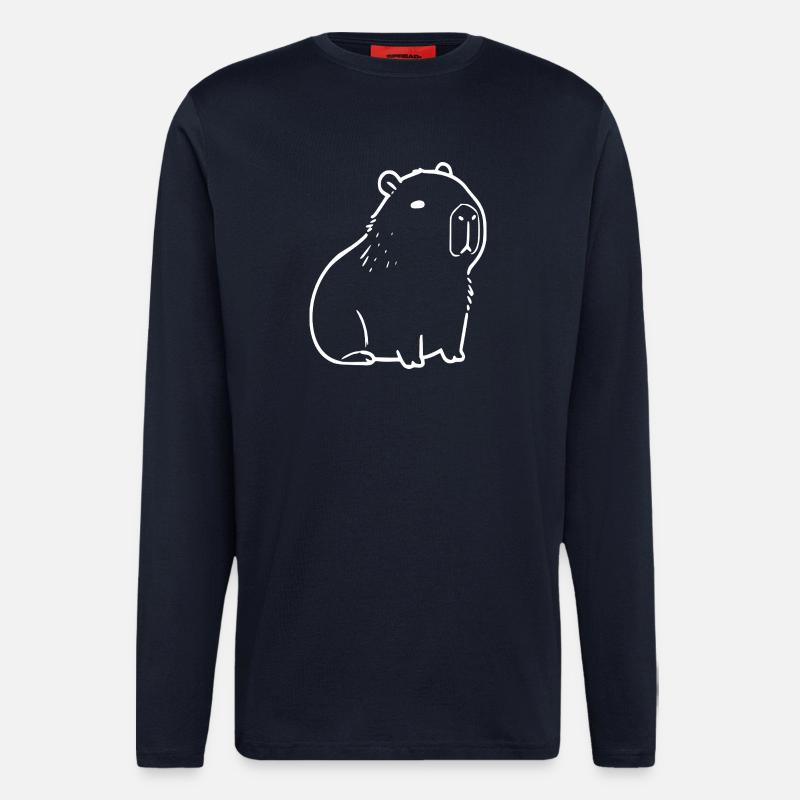 Capybara capybara white - Longsleeve - made by SPREAD  - DARK NAVY