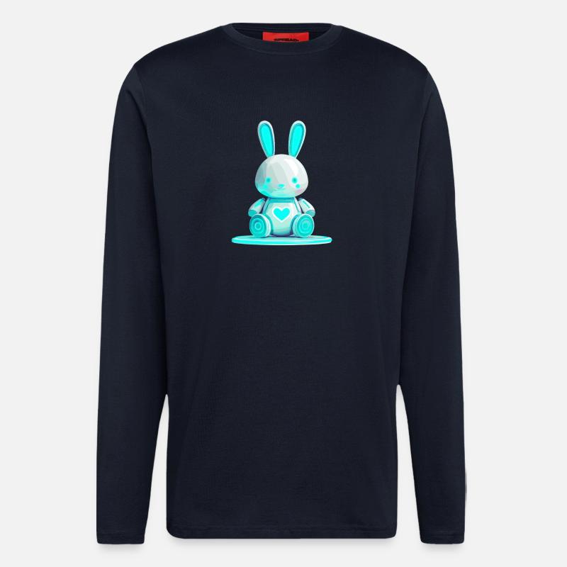 Glowing bunny robot with heart - Longsleeve - made by SPREAD  - DARK NAVY