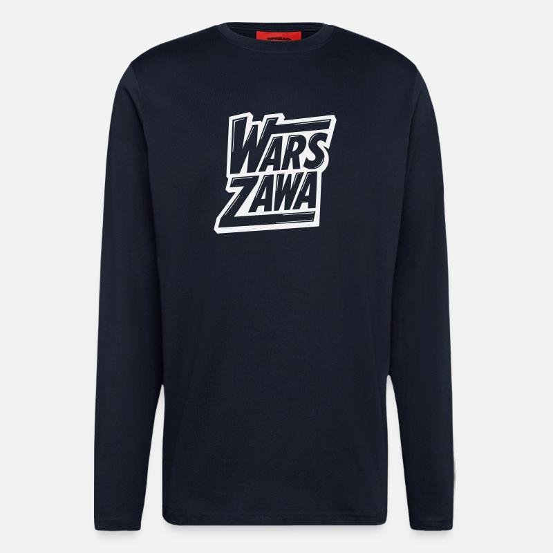 Varsovie, logo de Varsovie - Manches longues bio décontracté fabriqué en UE - DARK NAVY