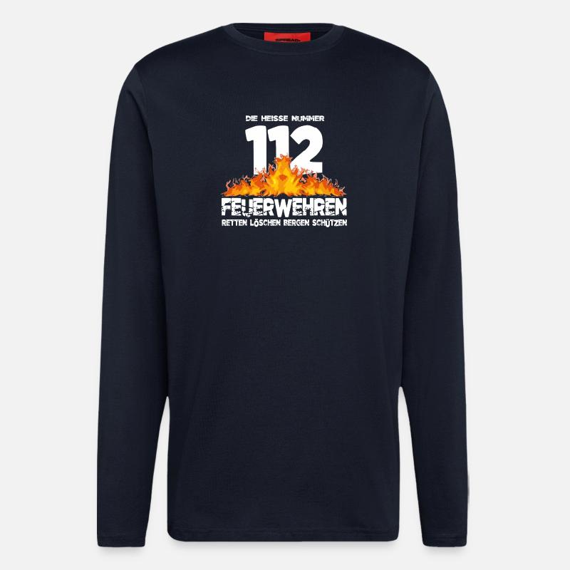 Pompiers 112 le numéro chaud - Manches longues bio décontracté fabriqué en UE - DARK NAVY