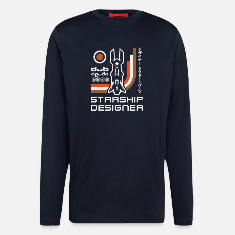 Designer des Retro-Raketenraumschiffs - Langarmshirt - made by SPREAD  - DARK NAVY