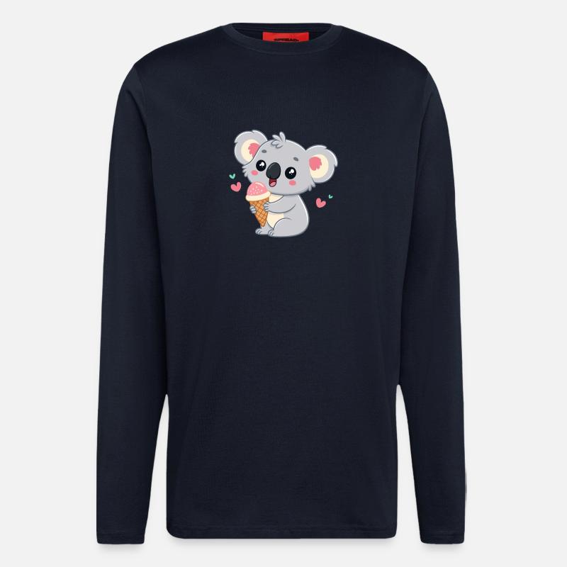Pastell-Gourmet-Koala mit Eis - Langarmshirt - made by SPREAD  - DARK NAVY