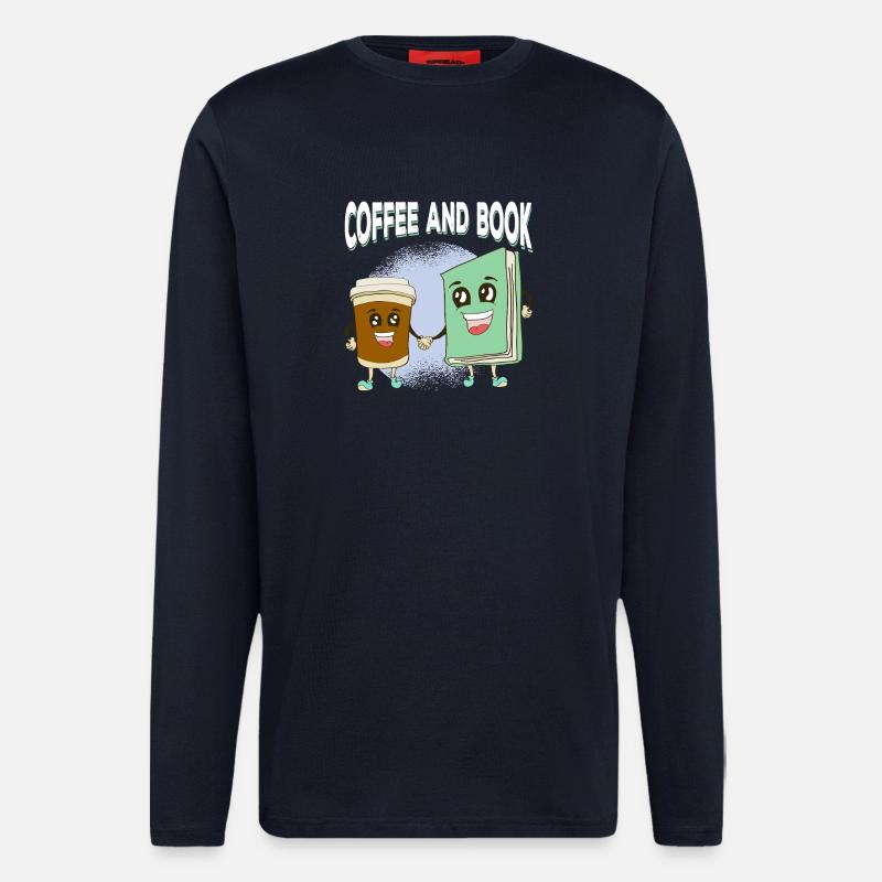 Kaffee trifft Buchfreundschaft - Langarmshirt - made by SPREAD  - DARK NAVY
