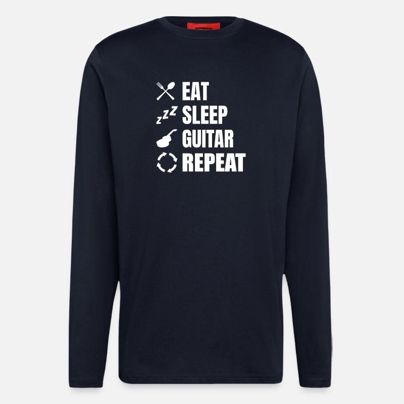 Eat Sleep Guitar Repeat - Langarmshirt - made by SPREAD  - DARK NAVY