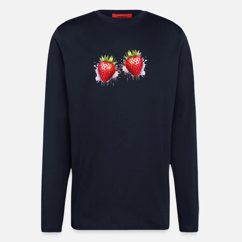 Wasserfarbene Erdbeeren - Langarmshirt - made by SPREAD - DARK NAVY
