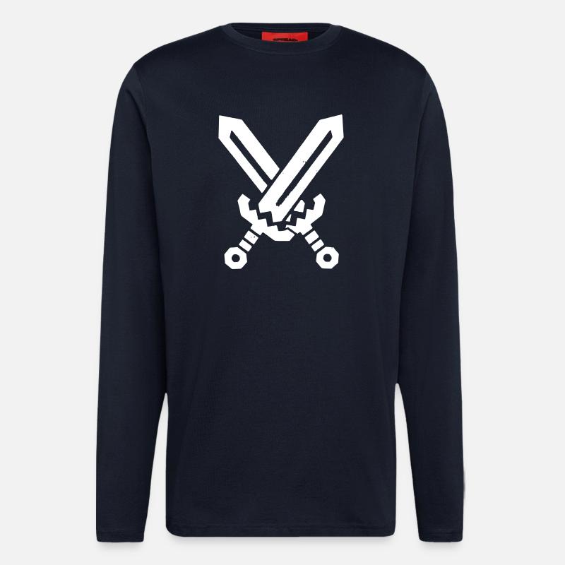 Pixel Swords 8-Bit Retro - Longsleeve - made by SPREAD  - DARK NAVY