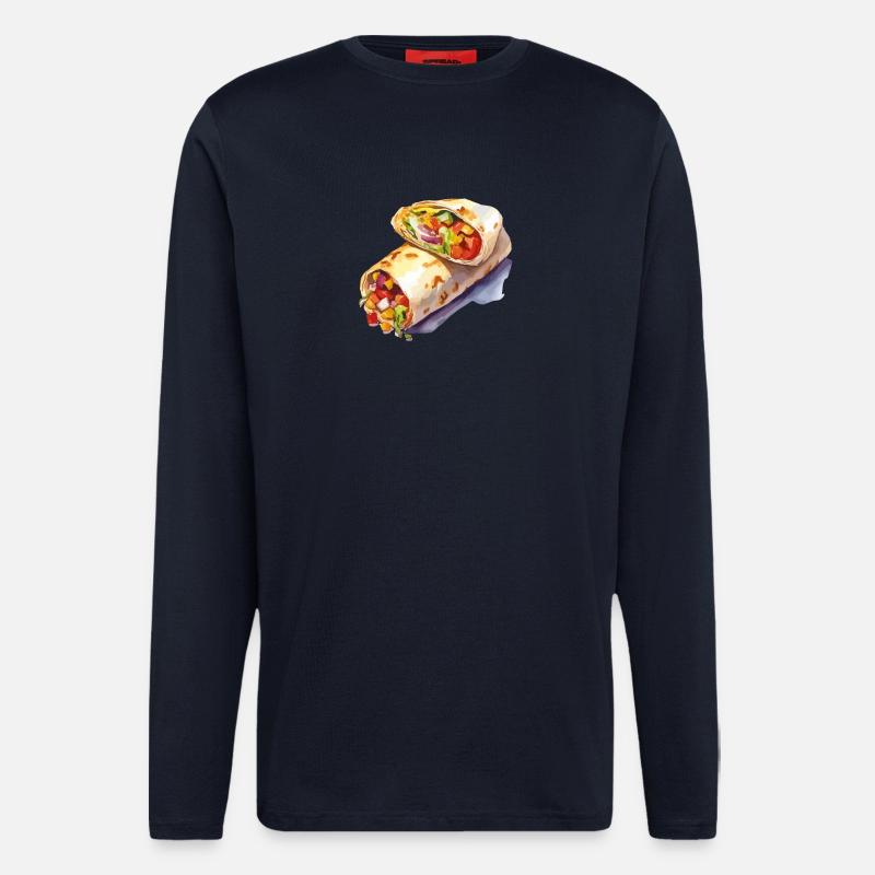 Bunter Gemüse-Wrap Illustration - Langarmshirt - made by SPREAD  - DARK NAVY