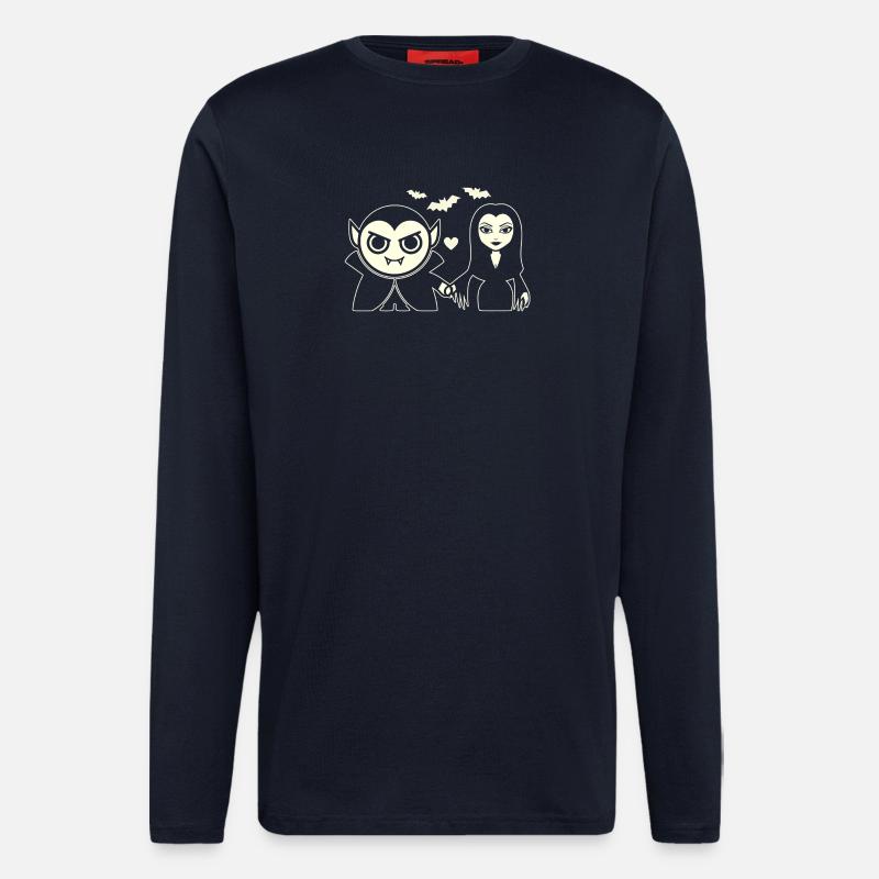 Vampire et Vampire de la Nuit - Manches longues bio décontracté fabriqué en UE - DARK NAVY