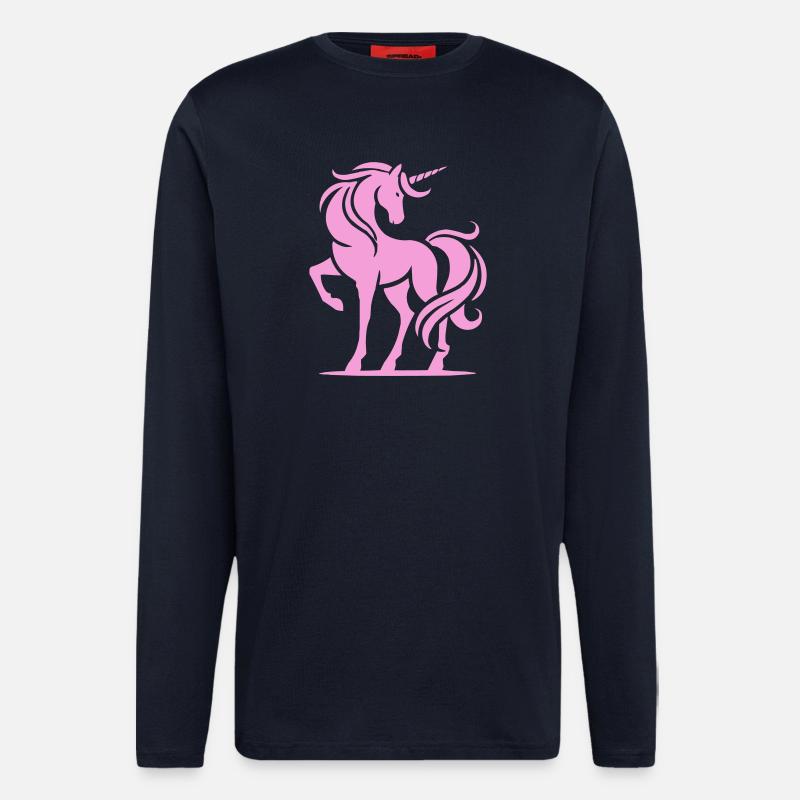 Rosa Einhorn-Silhouette - Langarmshirt - made by SPREAD  - DARK NAVY