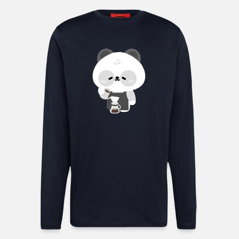 Panda Barista Kaffeebrühe - Langarmshirt - made by SPREAD  - DARK NAVY