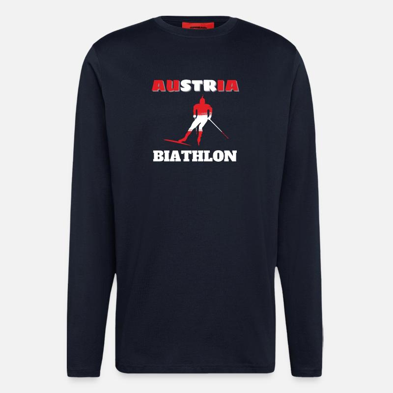 Biathlete Silhouette Red White Austria - Longsleeve - made by SPREAD - DARK NAVY
