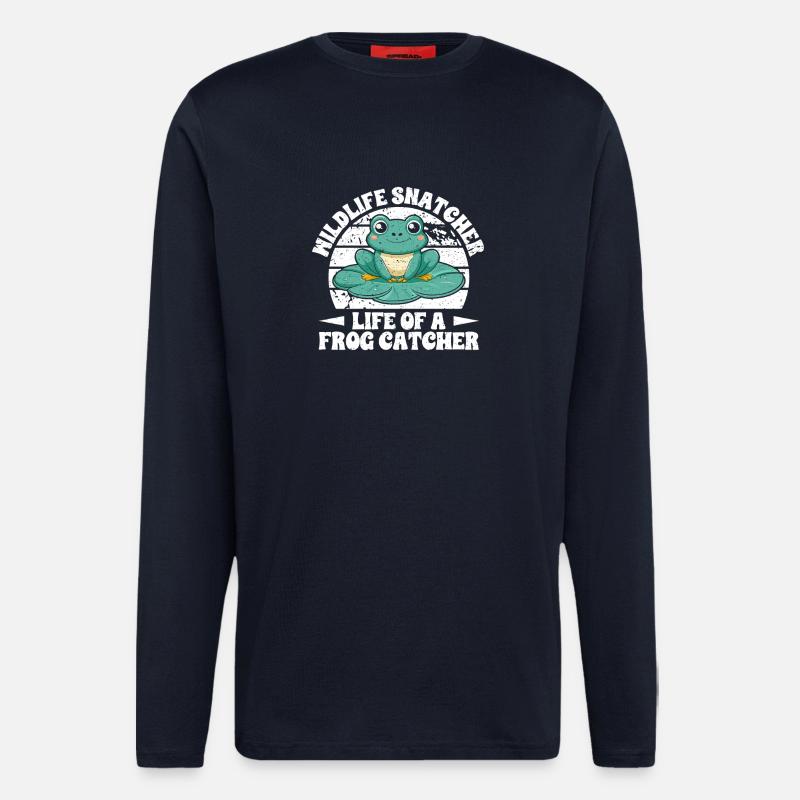 Frog Catcher Mildlife Snatcher Frog - Longsleeve - made by SPREAD  - DARK NAVY