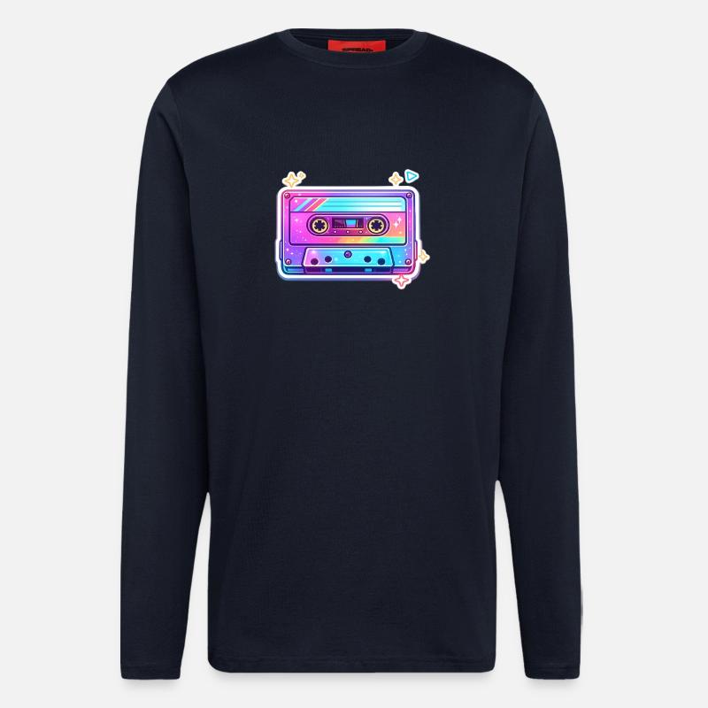 Neon Rainbow Cassette Sticker - Longsleeve - made by SPREAD  - DARK NAVY