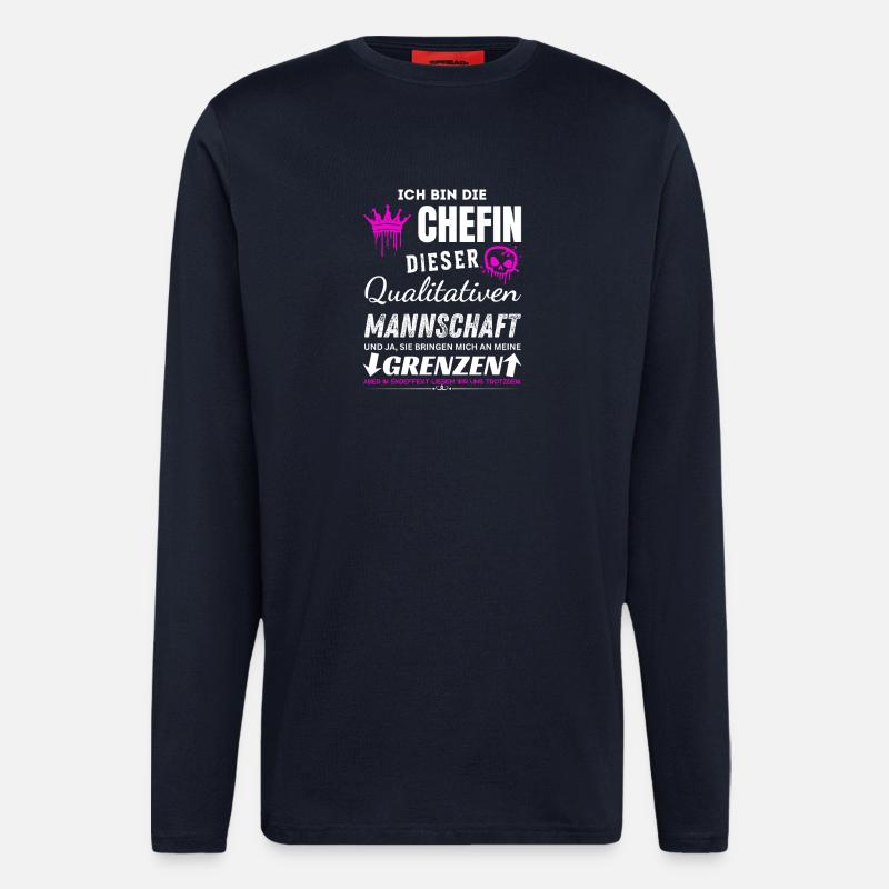 Chefin Qualitativen Mannschaft Chefin Geschenke - Manches longues bio décontracté fabriqué en UE - DARK NAVY