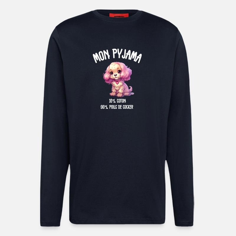 Pyjama Chien Cocker Drôle - Manches longues bio décontracté fabriqué en UE - DARK NAVY