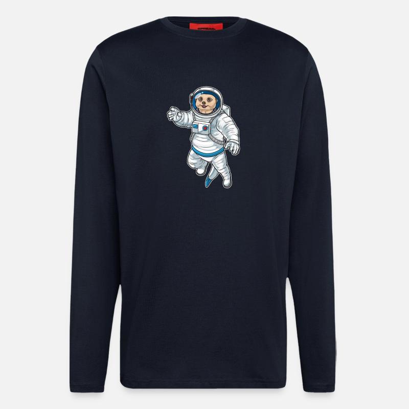 Astronaute spatial de Suricate - Manches longues bio décontracté fabriqué en UE - DARK NAVY