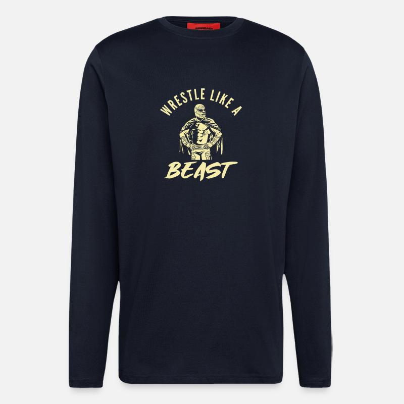 Wrestle Like a Beast Motivational Design - Longsleeve - made by SPREAD - DARK NAVY