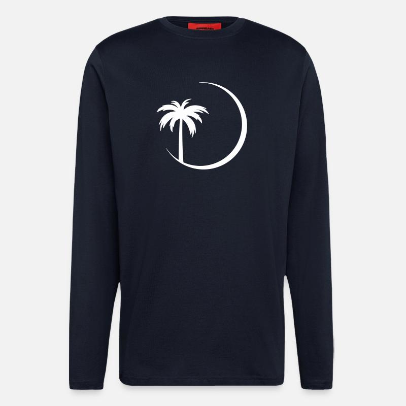 Palmier en silhouette cercle - Manches longues bio décontracté fabriqué en UE - DARK NAVY