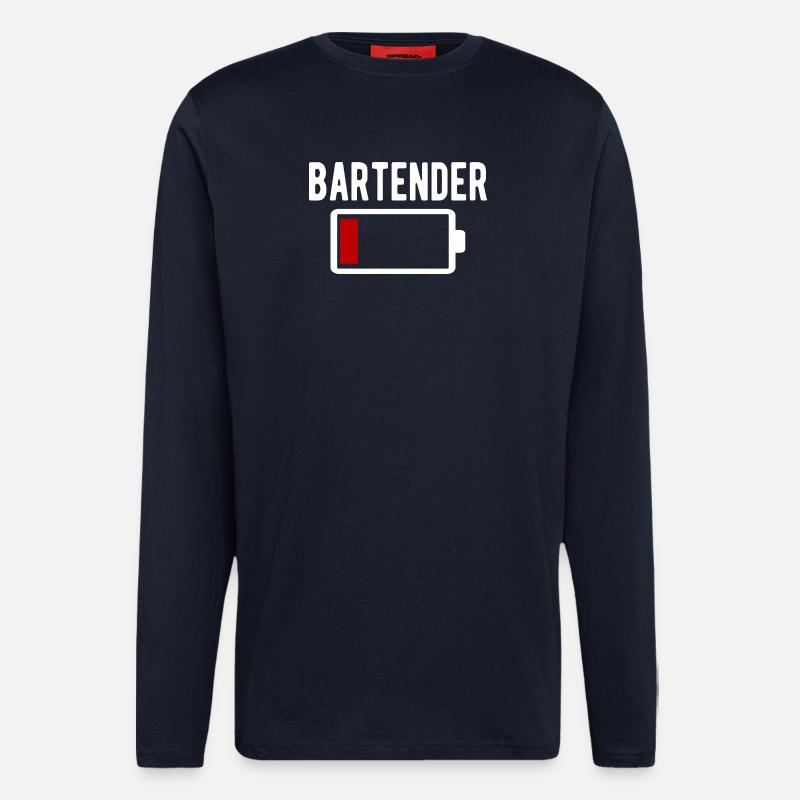 Bartender Charging Low Battery Funny - Longsleeve - made by SPREAD - DARK NAVY