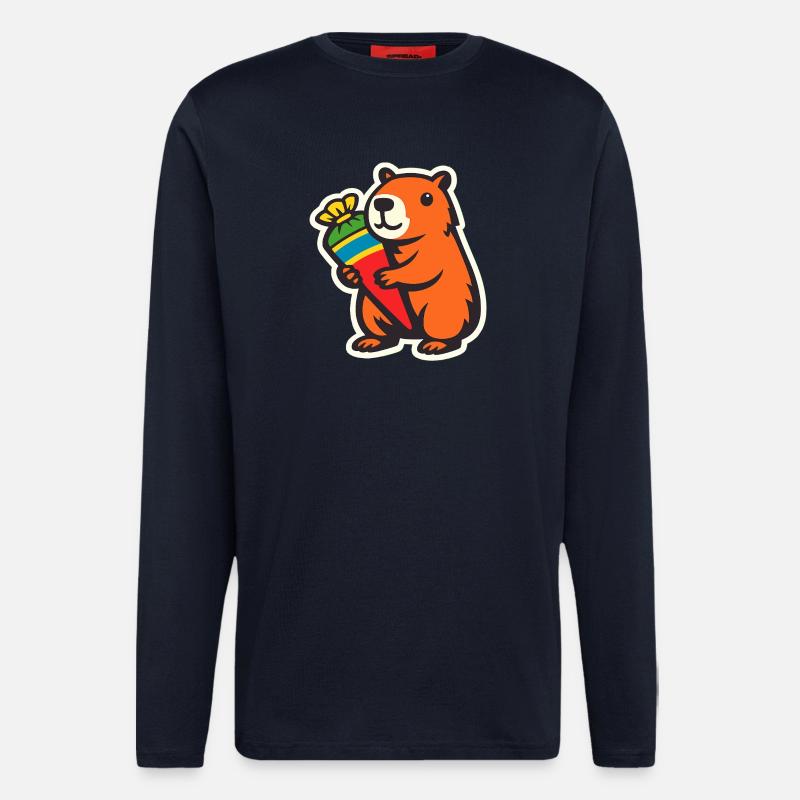capybara einschulung - Langarmshirt - made by SPREAD  - DARK NAVY
