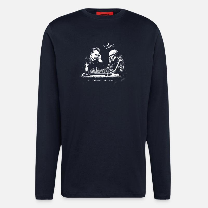 Nietzsche plays Chess with Skeleton - Longsleeve - made by SPREAD  - DARK NAVY