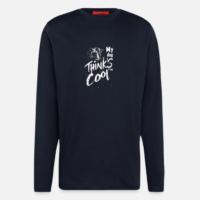 Mon chien pense que je suis cool - Manches longues bio décontracté fabriqué en UE - DARK NAVY