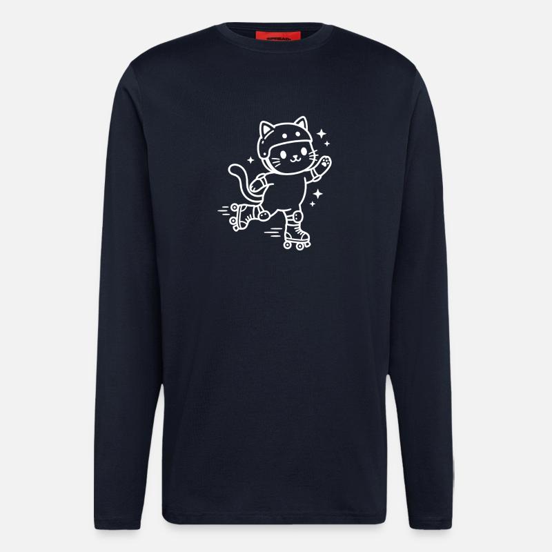Rollschuh Kawaii Katze - Langarmshirt - made by SPREAD  - DARK NAVY