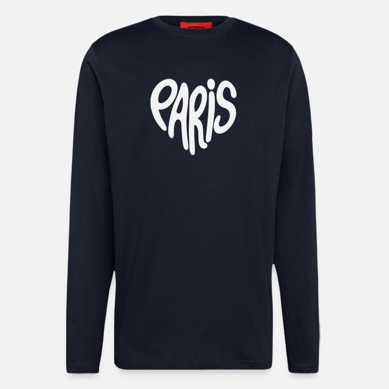Paris Graffiti-Skript Logo herzförmig - Langarmshirt - made by SPREAD  - DARK NAVY