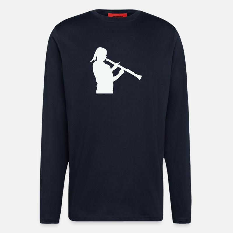 Silhouette mit Klarinette - Langarmshirt - made by SPREAD  - DARK NAVY