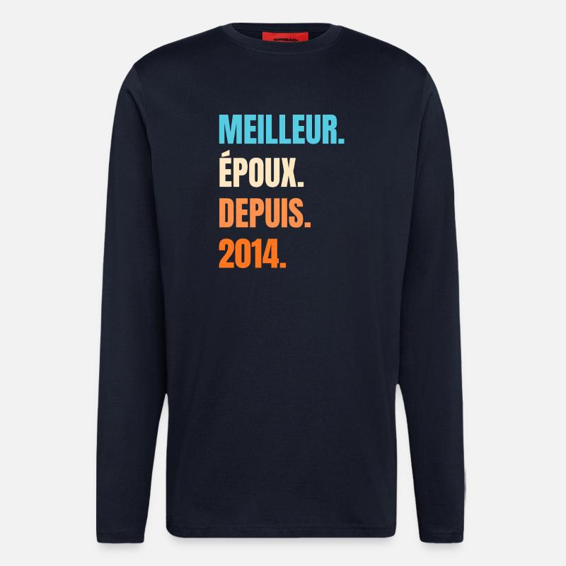 Bester Ehemann seit 2014 Geschenk-Ehemann - Langarmshirt - made by SPREAD  - DARK NAVY