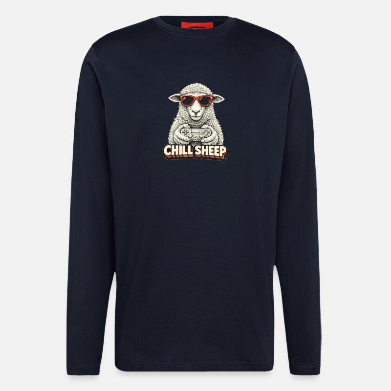 Chill Sheep avec Controller - Manches longues bio décontracté fabriqué en UE - DARK NAVY