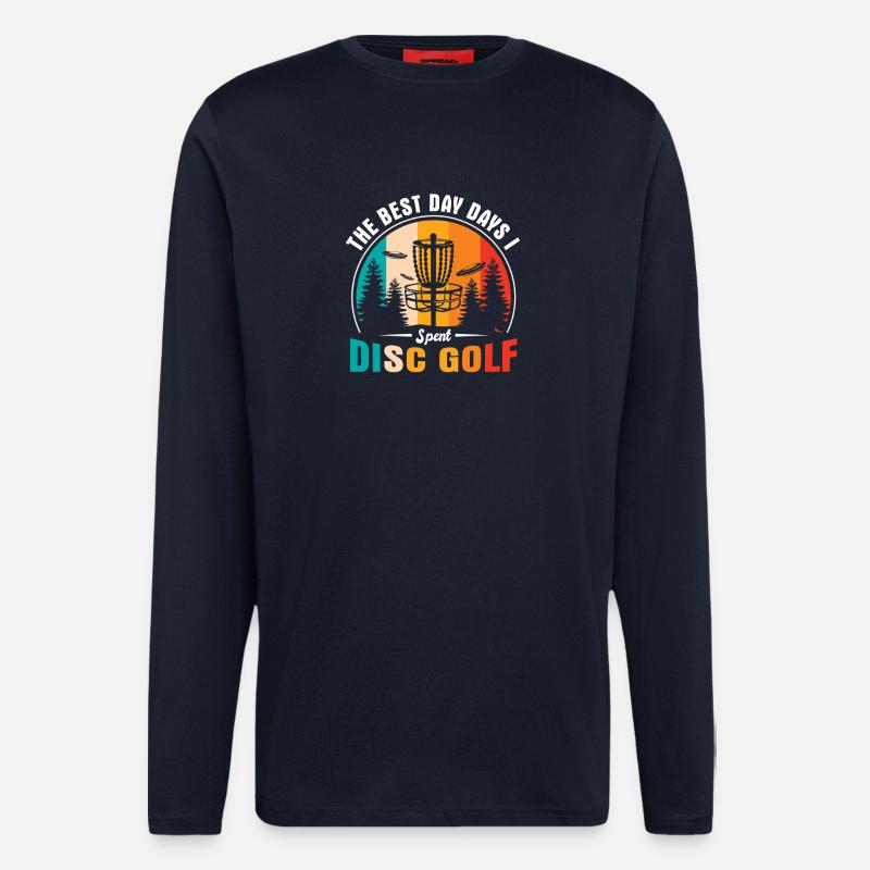 Cadeaux de disc golf Disc Golf - Manches longues bio décontracté fabriqué en UE - DARK NAVY