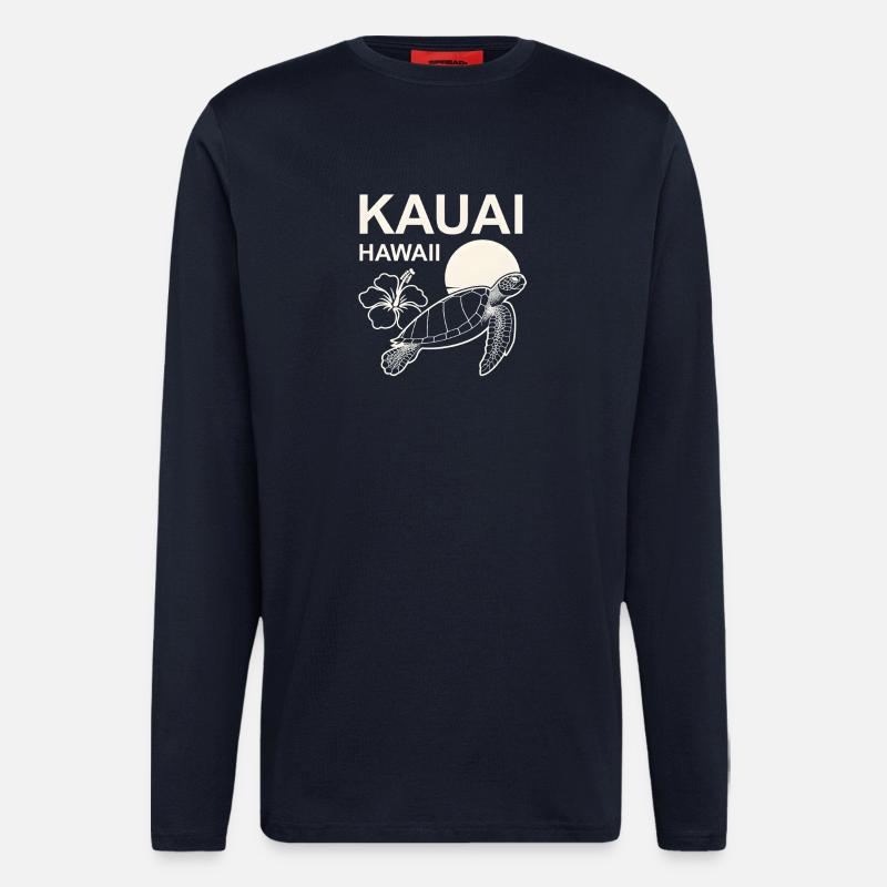 Kauai Turtle Hibiscus - Longsleeve - made by SPREAD  - DARK NAVY