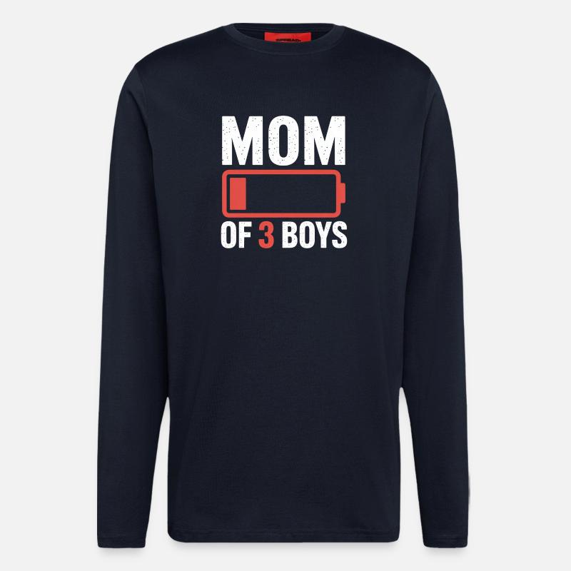 Mutter von 3 Jungs Batterie-Ikon-Tee - Langarmshirt - made by SPREAD  - DARK NAVY