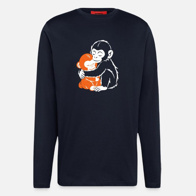 Hugging Monkeys Cozy Embrace - Longsleeve - made by SPREAD  - DARK NAVY