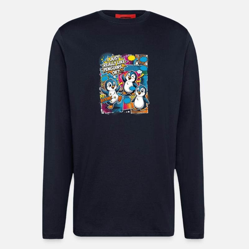 Penguin Pop Art Comic Collage - Longsleeve - made by SPREAD  - DARK NAVY