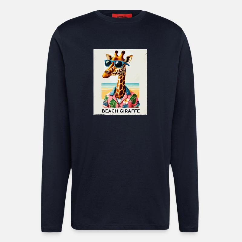 Beach Giraffe with Sunglasses - Longsleeve - made by SPREAD  - DARK NAVY
