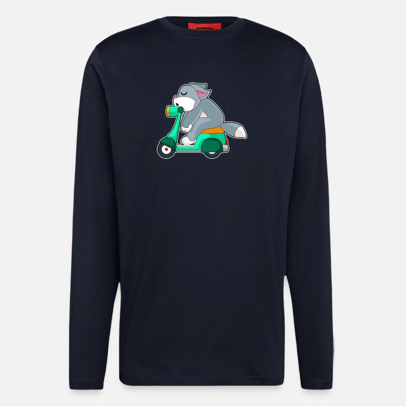 Katze Motorroller - Langarmshirt - made by SPREAD  - DARK NAVY
