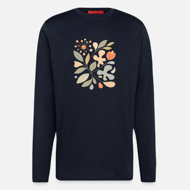 Abstraktes Blumen Muster Illustration - Langarmshirt - made by SPREAD  - DARK NAVY