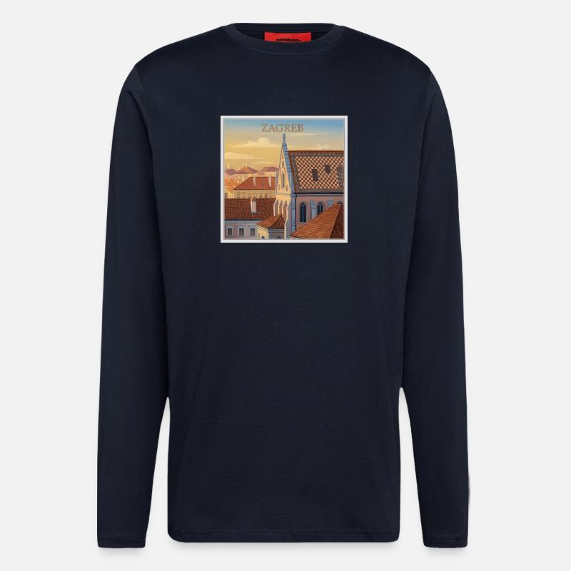 Zagreb Dachlandschaft im Abendlicht - Langarmshirt - made by SPREAD  - DARK NAVY