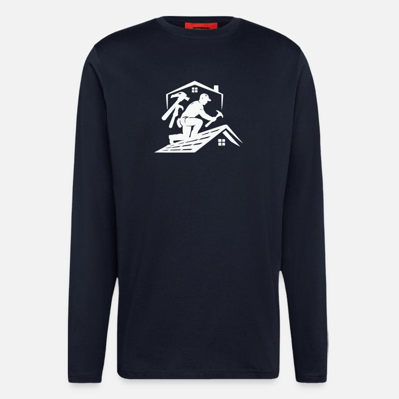 Dachdecker Silhouette am Dach - Langarmshirt - made by SPREAD - DARK NAVY