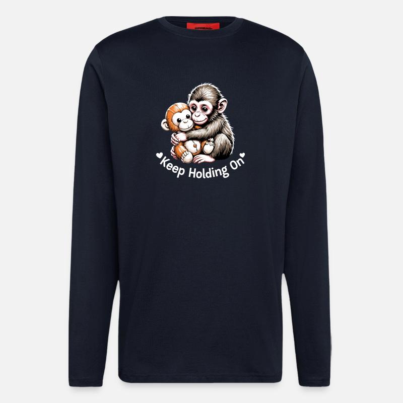Siehe Affen-Umarmung Illustration - Langarmshirt - made by SPREAD  - DARK NAVY